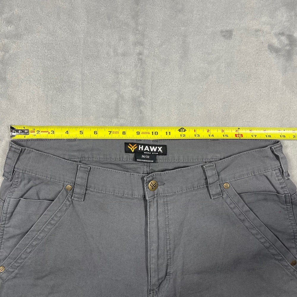 HAWX Work Gear Men's Grey Canvas Carpenter Utility Work Pants Size 36(37)x32 - Picture 6 of 11
